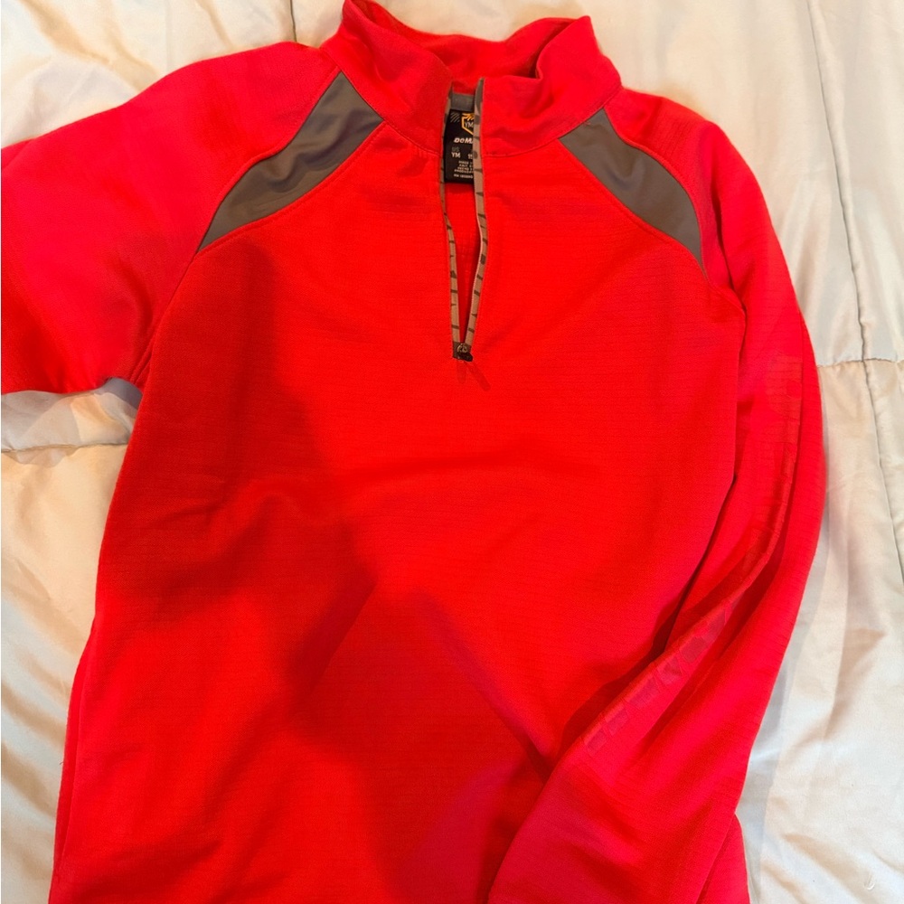 Kids Red and Gray Quarter-Zip Shirt